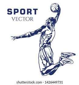 Drawing Vector Sport Basketball Player