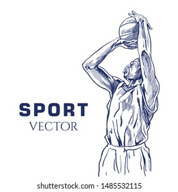 Drawing vector sport basketball player