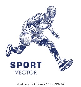 Drawing vector sport basketball player