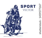 Drawing vector sport. Horseback riding. Equestrianism