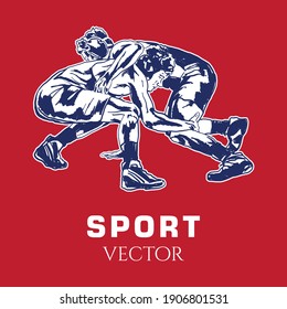 Drawing Vector Sport. Wrestling. Vector illustration