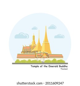 Zeichnen Vektor des Tempels des SmaragdBuddha oder Wat Phra Kaew ist ein Tempel im Grand Palace von Bangkok, Thailand.