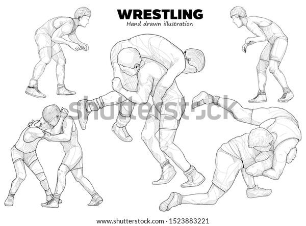 Drawing Vector Wrestling Vector Illustration Stock Vector Royalty Free