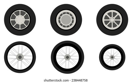 A drawing of the vehicle wheels on a white background 