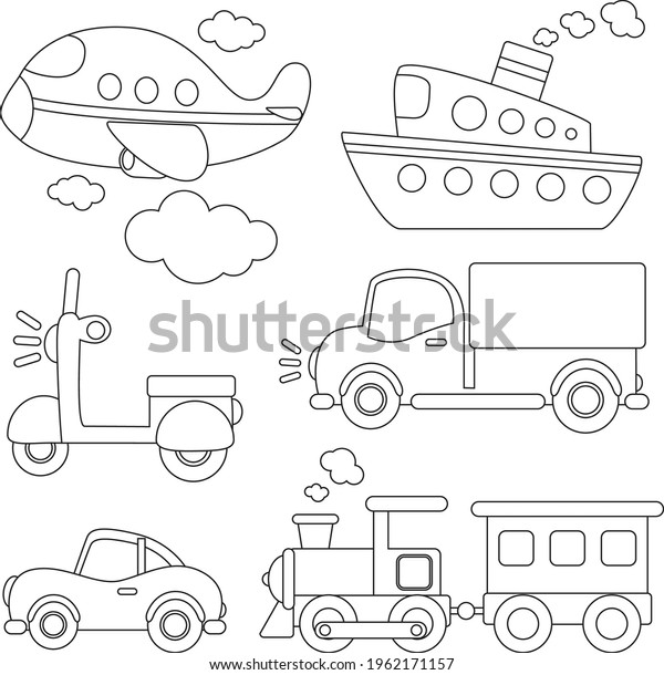 Drawing vehicles cartoon vector illustration.\
isolated background