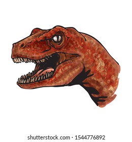 Drawing of a Velociraptor head. Vector animal illustration