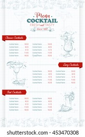 Drawing vertical cocktail menu design