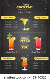 Drawing vertical cocktail menu design
