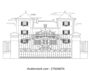 Drawing Very Nice House Stock Vector (Royalty Free) 175636076