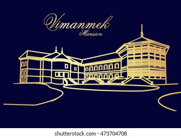 Drawing Vimanmek Mansion , Bangkok , Thailand