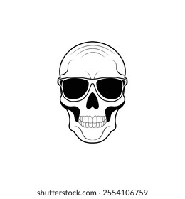 A drawing of a vintage monochrome gangster skull in a hat