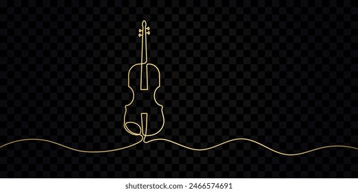 Dibujo de violín línea editable color oro. Ilustración vectorial