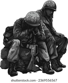 Drawing war story, hopeless, sad, art.illustration, vector