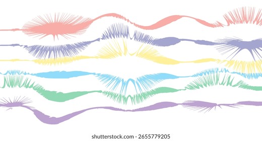 Dibujo con acuarelas: Abstracción. Olas de diferentes colores.