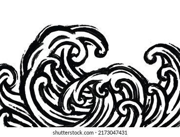ondas de dibujo con estilo de tinta de pincel
