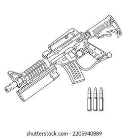 Zeichenwaffe, schwarz-weißer Illustrationsvektor