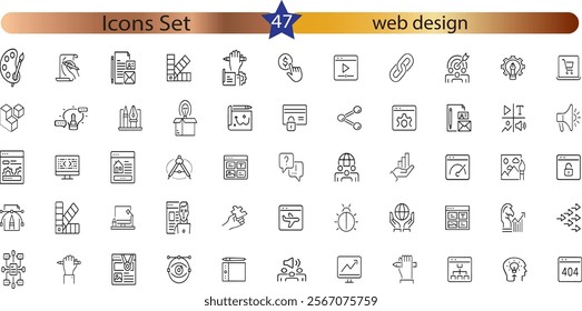 drawing and web and graphic design icons set.