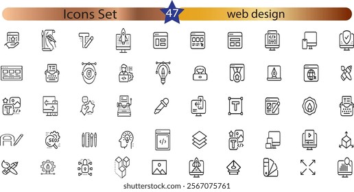 drawing and web and graphic design icons set.