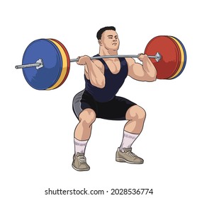 drawing weightlifting athlete, sport collection, art.illustration, vector