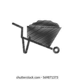 drawing wheelbarrow mine equipment figure pictogram vector illustration eps 10