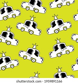 Drawing white car seamless for background.