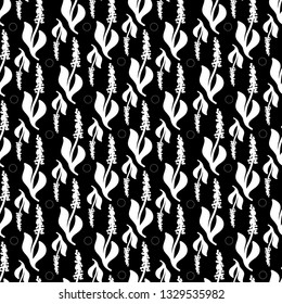 drawing of white lavender on a black color