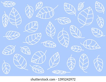 Drawing white leaves on a blue background.
