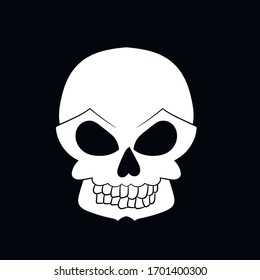 Drawing of a white skull on a black background, vector illustration