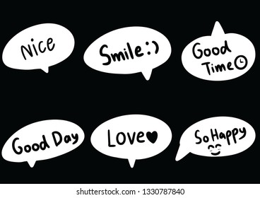 Drawing white speech bubbles on black background.Vector illustration