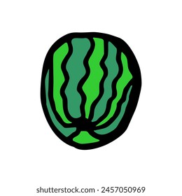 A drawing of a whole watermelon on a white background