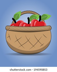 Drawing Wicker Basket Red Apples Stock Vector (Royalty Free) 194590853