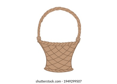 Drawing wicker basket.isolate on white background.Copy space for your text.