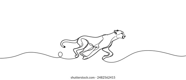 drawing of a wild leopard. One line drawing vector illustration