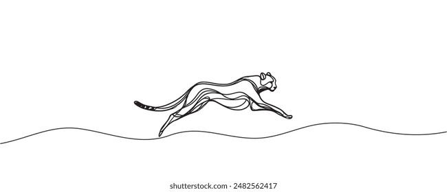 drawing of a wild leopard. One line drawing vector illustration