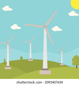 drawing wind turbine for renewable energy in the mountains