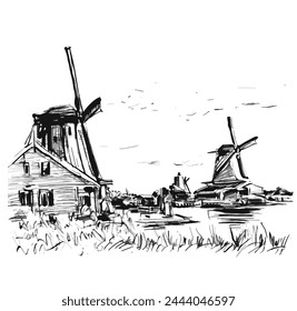 Drawing of Windmill in Holland Michigan