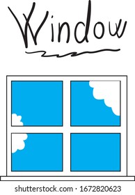 drawing window and blue sky