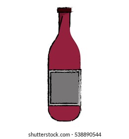 drawing wine bottle with cork empty label