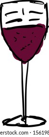 Drawing of a wine glass, illustration, vector on white background.