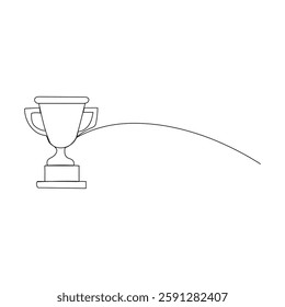 drawing of Winner trophy cup continuous one line drawing Trophy cup line art vector illustration
