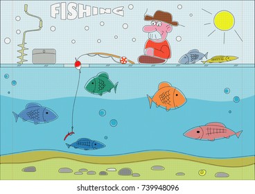 drawing winter fishing