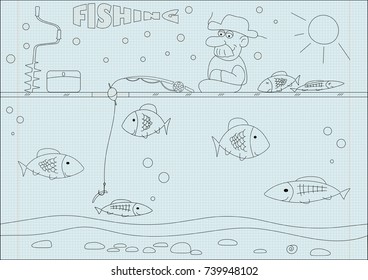 drawing winter fishing