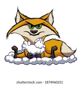 drawing with a winter mood. a sly fox in the snow.