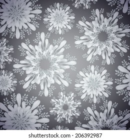 Drawing winter Seamless Patterns with snowflakes For Christmas card, wallpaper, wrapping paper or other. 