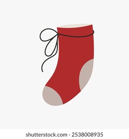 Drawing of winter socks. Hand drawn winter, autumn, Christmas cozy accessory. 