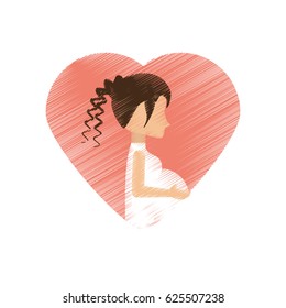 drawing woman pregnant heart decorative