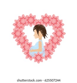 drawing woman pregnant heart flower decorative