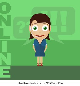 Drawing of the woman of technical support in style of the animated film.