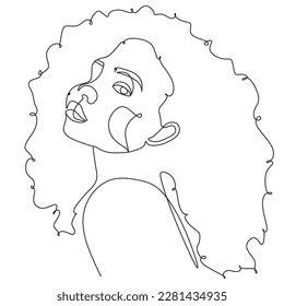 Das Gesicht einer Frau in einer Reihe zeichnen. Schönes weibliches Gesicht. Moderner Ziehstil. Vektorgrafik