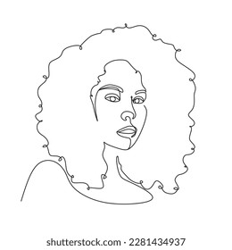 Drawing a woman's face in one line. Beautiful female face. Modern style of drawing. Vector illustration